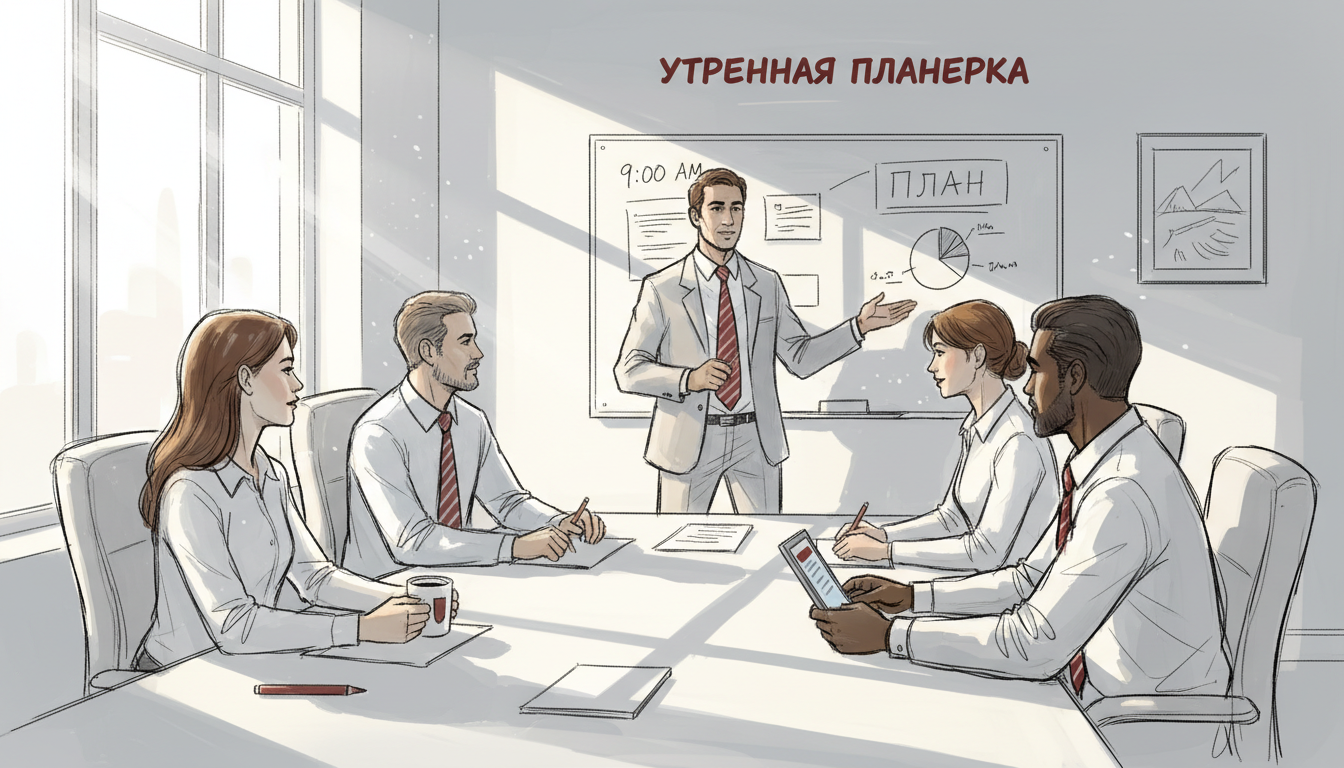 Утренняя планёрка в отделе продаж